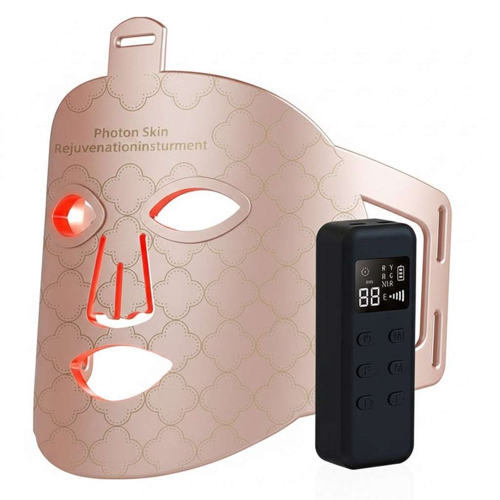 Tedy Face Mask luxury LED facial spa mask with red, blue, green, yellow, near-infrared light therapy for anti-aging and acne treatment